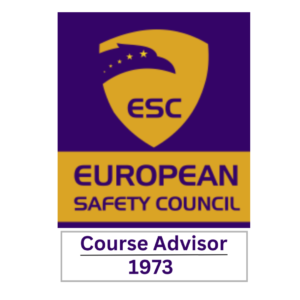 ESC European Safety Council logo: purple shield with gold crest and the text 'Course Advisor 1973'.